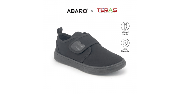 Abaro X Teras 2655ac Kasut Sekolah Rendah Hitam Lekat Velcro Unisex